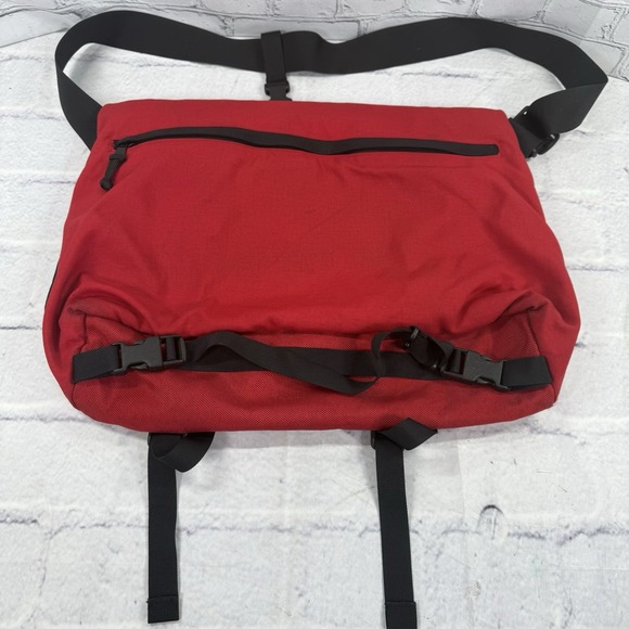 Vintage Abercrombie & Fitch Messenger Bag Commuter Crossbody Unisex Red Navy Y2K - Picture 2 of 14